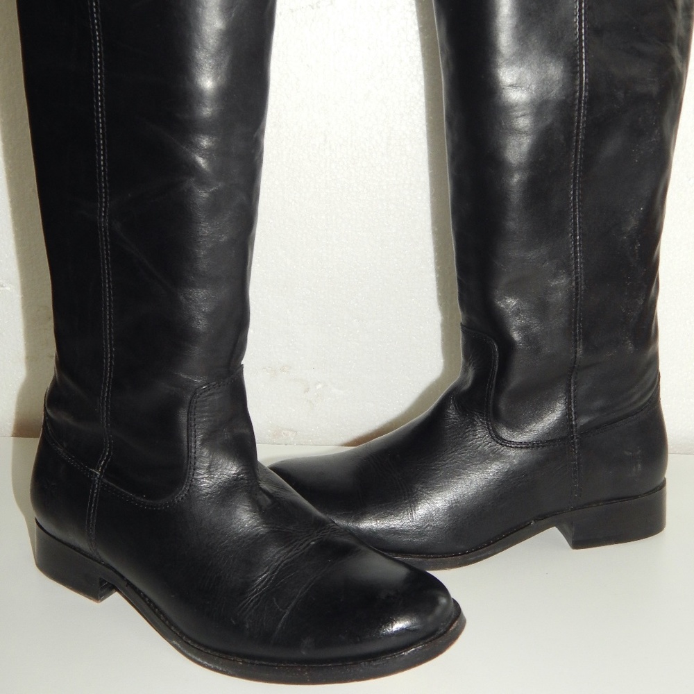 FRYE Melissa black knee high pull up boots 6 b